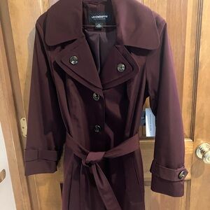 Liz Claiborne Burgundy Hooded Trench Coat